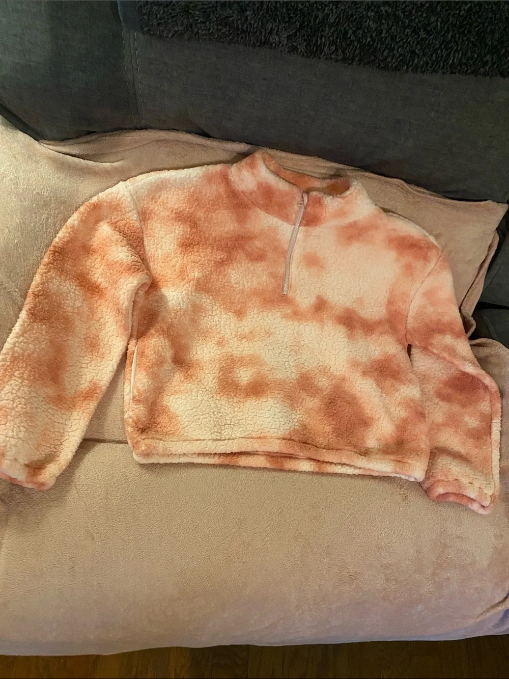 Old Navy Pink Tie-Dye Sherpa Half-Zip Pullover